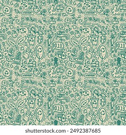 Vector patchwork quilt pattern. Vintage decorative collage. Hand drawn background. Indian, Arabic, Turkish motifs for printing on fabric or paper. Abstract colorful doodle pattern in mosaic style
