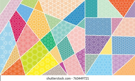 Vector patchwork quilt pattern. Vintage decorative elements. Hand drawn background. Indian, Arabic, Turkish motifs for printing on fabric or paper. Abstract colorful doodle pattern in mosaic style