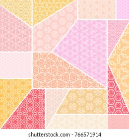 Vector patchwork quilt pattern. Vintage decorative elements. Hand drawn background. Indian, Arabic, Turkish motifs for printing on fabric or paper. Abstract colorful doodle pattern in mosaic style