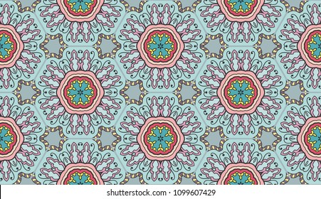 Vector patchwork quilt seamless pattern, geometric folklore embroidery ornament. Hand drawn background. Indian, Arabic, Turkish, Mexican pattern for printing on fabric or paper. Tribal ethnic texture