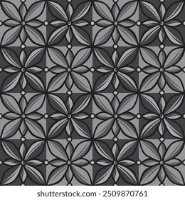Vektorgrafik BATIK MOTIF CEPLOK Batik Indonesisch: ist eine Technik der Wachsresistfärbung, die auf ganzes Tuch aufgebracht wird, oder ein Tuch, das mit dieser Technik hergestellt wurde und aus Indonesien stammt. Graustufenfarbe