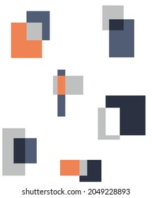 Vector patern, intersecting quadrilateral on  white background with different color