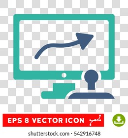 Vector Path Control Monitor EPS vector pictograph. Illustration style is flat iconic bicolor cobalt and cyan symbol on a transparent background.