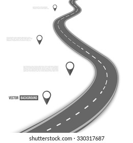 Vector path on the road. Background infographic