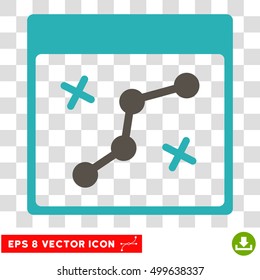 Vector Path Points Calendar Page EPS vector pictograph. Illustration style is flat iconic bicolor grey and cyan symbol on a transparent background.
