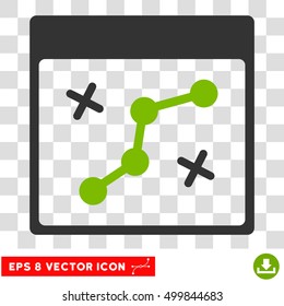 Vector Path Points Calendar Page EPS vector pictograph. Illustration style is flat iconic bicolor eco green and gray symbol on a transparent background.