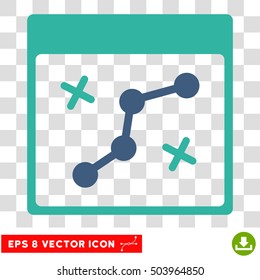 Vector Path Points Calendar Page EPS vector icon. Illustration style is flat iconic bicolor cobalt and cyan symbol on a transparent background.