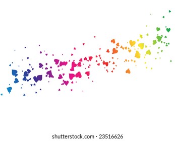 Vector - path of rainbow colored hearts