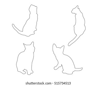 Vector paths of Cats set on the white background