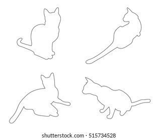 Vector paths of Cats set on the white background