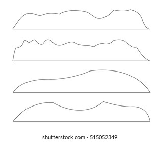 Vector paths of Mountains set on the white background