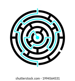 Vector of a pathway maze drawn to the middle