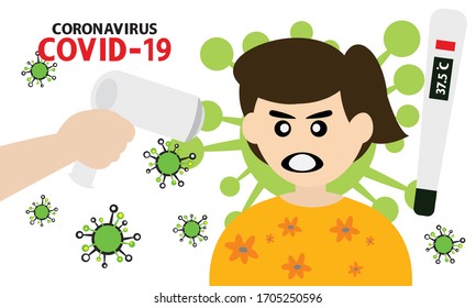 Vector of  patients with Coronavirus (Covid-19) infected and fever.