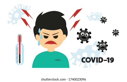 
Vector of  patients with Coronavirus (Covid-19) infected and fever.