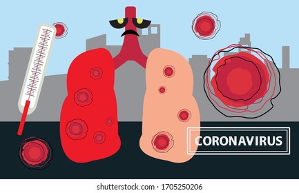 Vector de pacientes pulmón con coronavirus (Covid-19) infectado y neumonía, neumonía por el virus de Novel Coronavirus (NCP). Enfermedad de 2019-nCoV.