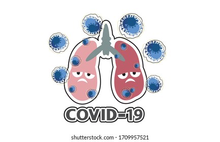 Vector de pacientes pulmón con coronavirus (Covid-19) infectado y neumonía, neumonía por el virus de Novel Coronavirus (NCP). Enfermedad de 2019-nCoV.