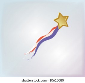 Vector Patriotic Star with Red, White, Blue Banners