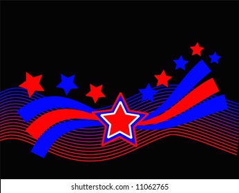 Vector Patriotic Stars And Stripes Background On Black