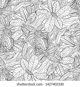 Vector Pattent of Leaves. Black and White Griphic