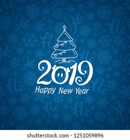 Vector pattern with 2019 logo. Happy New Year 