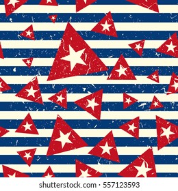 Vector Pattern 60s. Seamless Background Inspired Flag Of Cuba.
