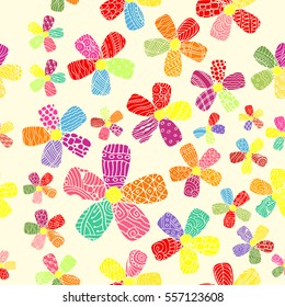 Vector Pattern 60s. Seamless Background Inspired Flower Power. Counterculture, Social Revolution In 1960s
