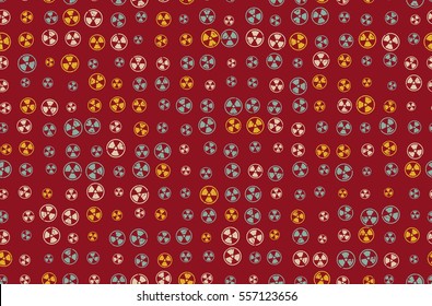 Vector Pattern 60s. Seamless Background With Nuclear Icon. Radioactive Symbol
