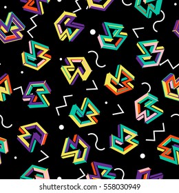 Vector Pattern 80s. Geometric Seamless Abstract Background. Retro Memphis Style 1980s.