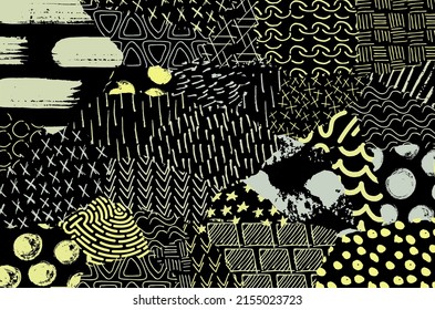 Vector pattern. Abstract background with brush strokes. Monochrome hand drawn texture. Modern graphic design.Hand drawn striped.	