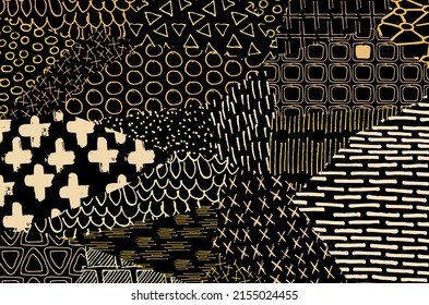 Vector pattern. Abstract background with brush strokes. Monochrome hand drawn texture. Modern graphic design.Hand drawn striped.	