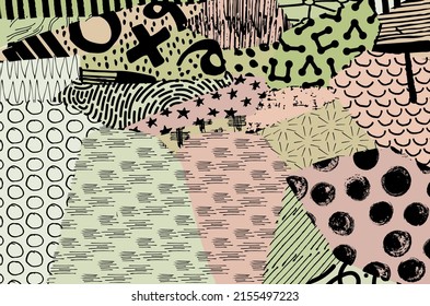 Vector pattern. Abstract background with brush strokes. Monochrome hand-drawn texture. Modern graphic design.Hand-drawn striped.	
