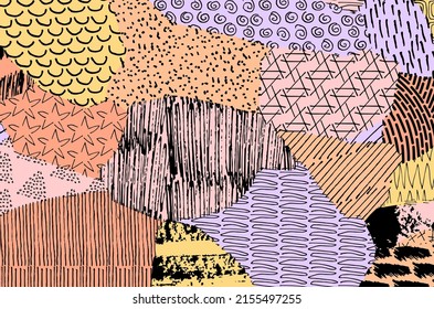 Vector pattern. Abstract background with brush strokes. Monochrome hand-drawn texture. Modern graphic design.Hand-drawn striped.	
