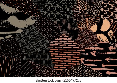 Vector pattern. Abstract background with brush strokes. Monochrome hand-drawn texture. Modern graphic design.Hand-drawn striped.	
