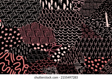 Vector pattern. Abstract background with brush strokes. Monochrome hand-drawn texture. Modern graphic design.Hand-drawn striped.	
