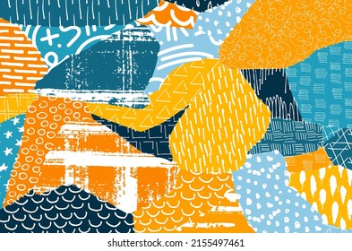 Vector pattern. Abstract background with brush strokes. Monochrome hand-drawn texture. Modern graphic design.Hand-drawn striped.	
