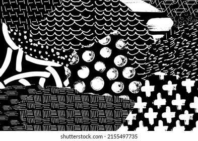 Vector pattern. Abstract background with brush strokes. Monochrome hand-drawn texture. Modern graphic design.Hand-drawn striped.	
