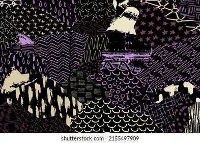 Vector pattern. Abstract background with brush strokes. Monochrome hand-drawn texture. Modern graphic design.Hand-drawn striped.	
