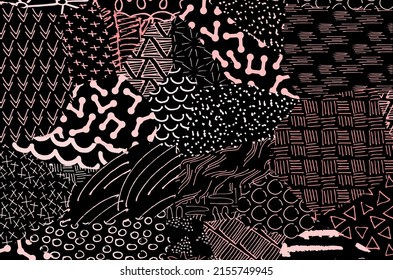 Vector pattern. Abstract background with brush strokes. Monochrome hand drawn texture. Modern graphic design.Hand drawn striped.	
