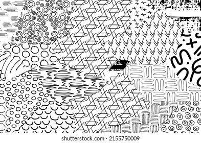 Vector pattern. Abstract background with brush strokes. Monochrome hand drawn texture. Modern graphic design.Hand drawn striped.	
