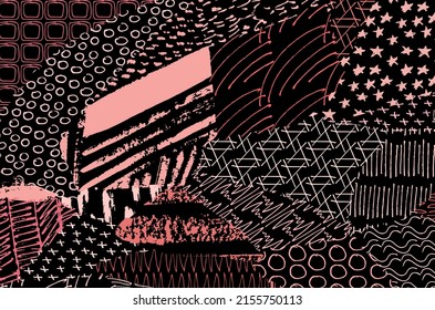 Vector pattern. Abstract background with brush strokes. Monochrome hand drawn texture. Modern graphic design.Hand drawn striped.	
