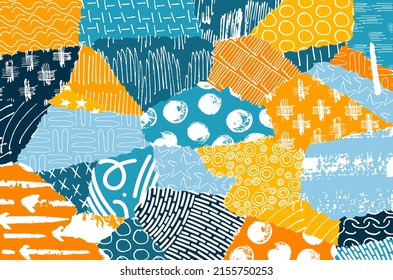 Vector pattern. Abstract background with brush strokes. Monochrome hand drawn texture. Modern graphic design.Hand drawn striped.	
