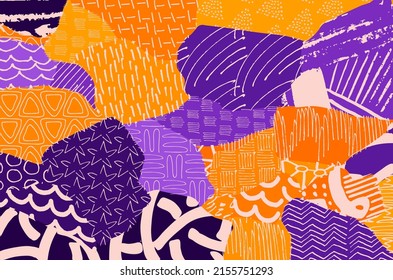 Vector pattern. Abstract background with brush strokes. Monochrome hand drawn texture. Modern graphic design.Hand drawn striped.	
