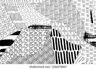 Vector pattern. Abstract background with brush strokes. Monochrome hand-drawn texture. Modern graphic design.Hand-drawn striped.	
