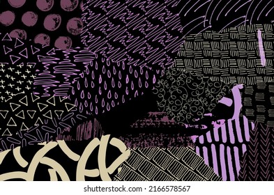Vector pattern. Abstract background with brush strokes. Monochrome hand-drawn texture. Modern graphic design.Hand-drawn striped.	
