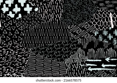 Vector pattern. Abstract background with brush strokes. Monochrome hand-drawn texture. Modern graphic design.Hand-drawn striped.	
