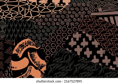 Vector pattern. Abstract background with brush strokes. Monochrome hand-drawn texture. Modern graphic design.Hand-drawn striped.	
