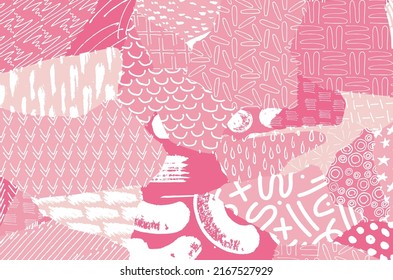 Vector pattern. Abstract background with brush strokes. Monochrome hand-drawn texture. Modern graphic design.Hand-drawn striped.	
