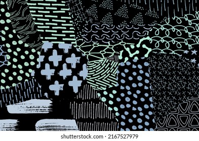 Vector pattern. Abstract background with brush strokes. Monochrome hand-drawn texture. Modern graphic design.Hand-drawn striped.	
