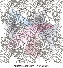 Vector pattern abstract background with colorful ornament. Hand draw illustration.