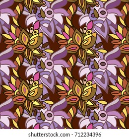 Vector pattern abstract background with colorful ornament. Hand draw illustration.